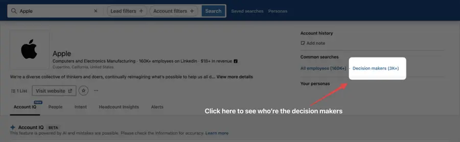 where to find decision makers on linkedin sales navigator
