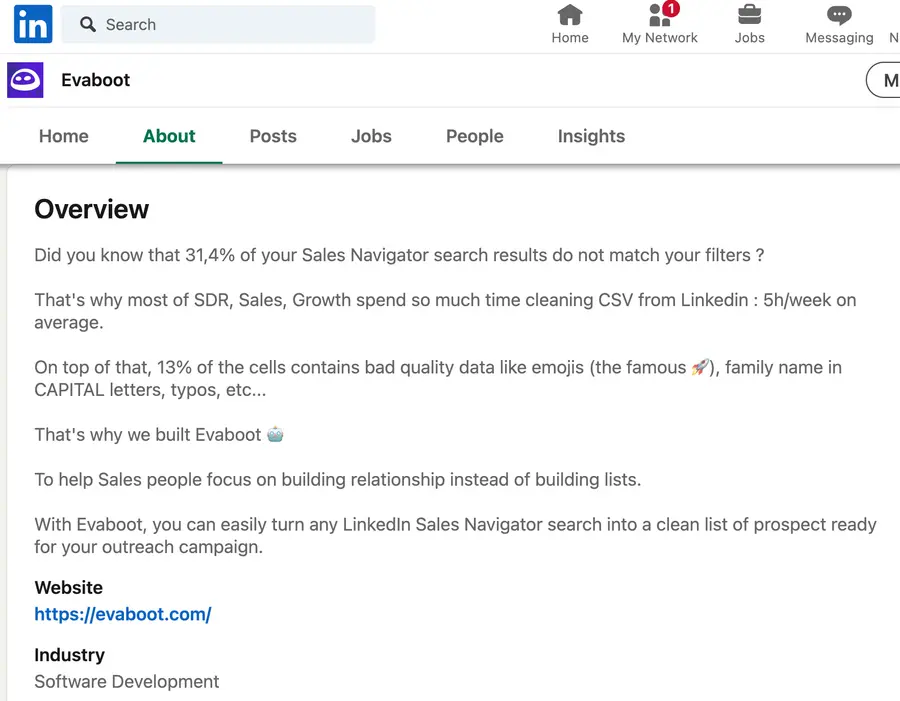 Company page about us example