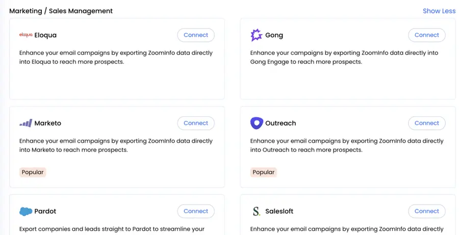marketing and sales crms zoominfo