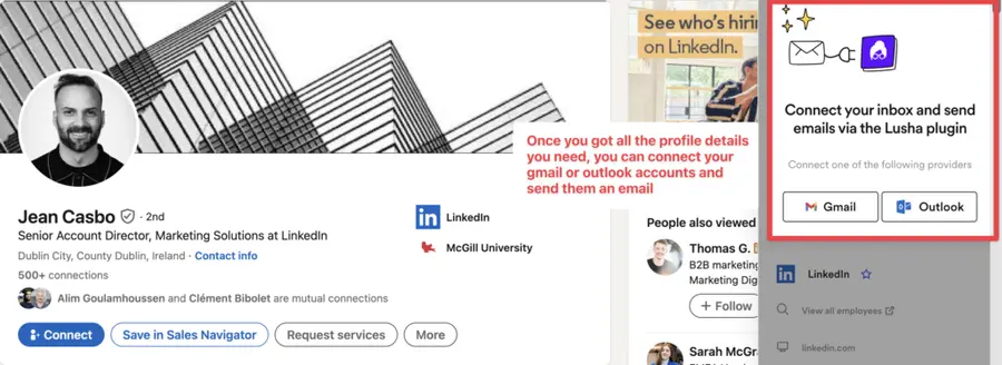 collect the personal details of the decision maker on lusha and send an email
