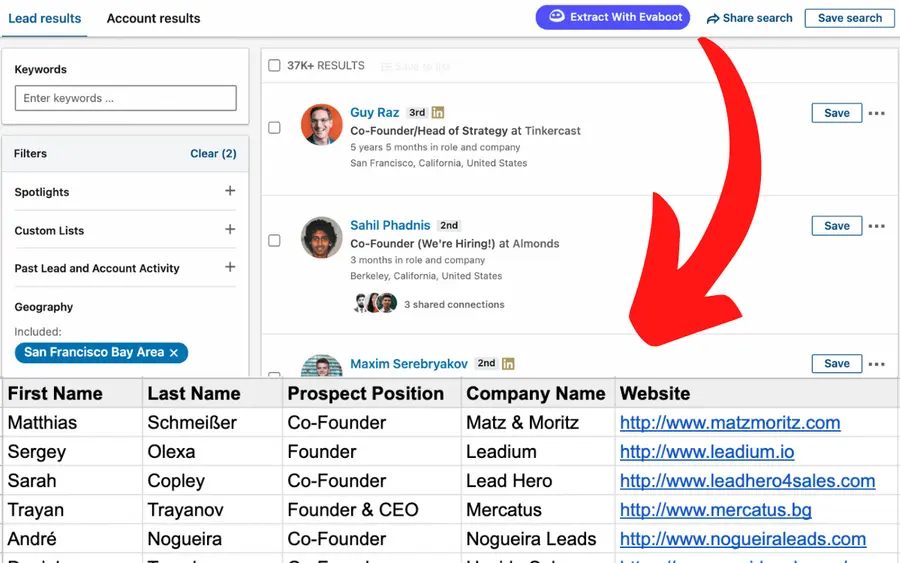 esportare i contatti dal sales navigator 