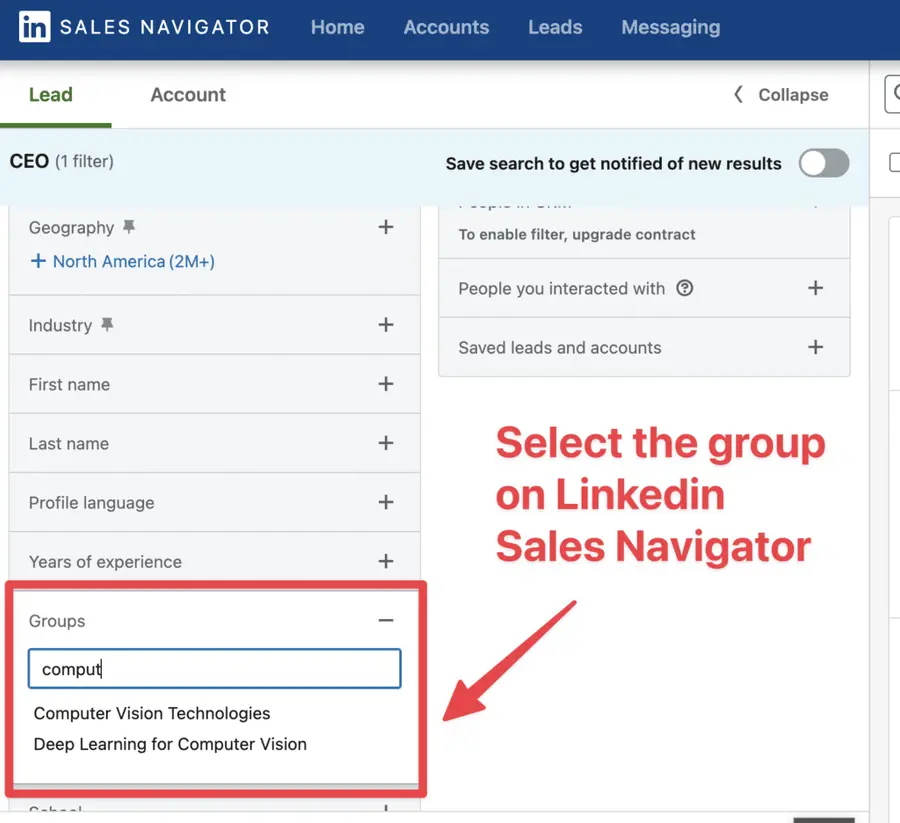 select group linkedin sales navigator