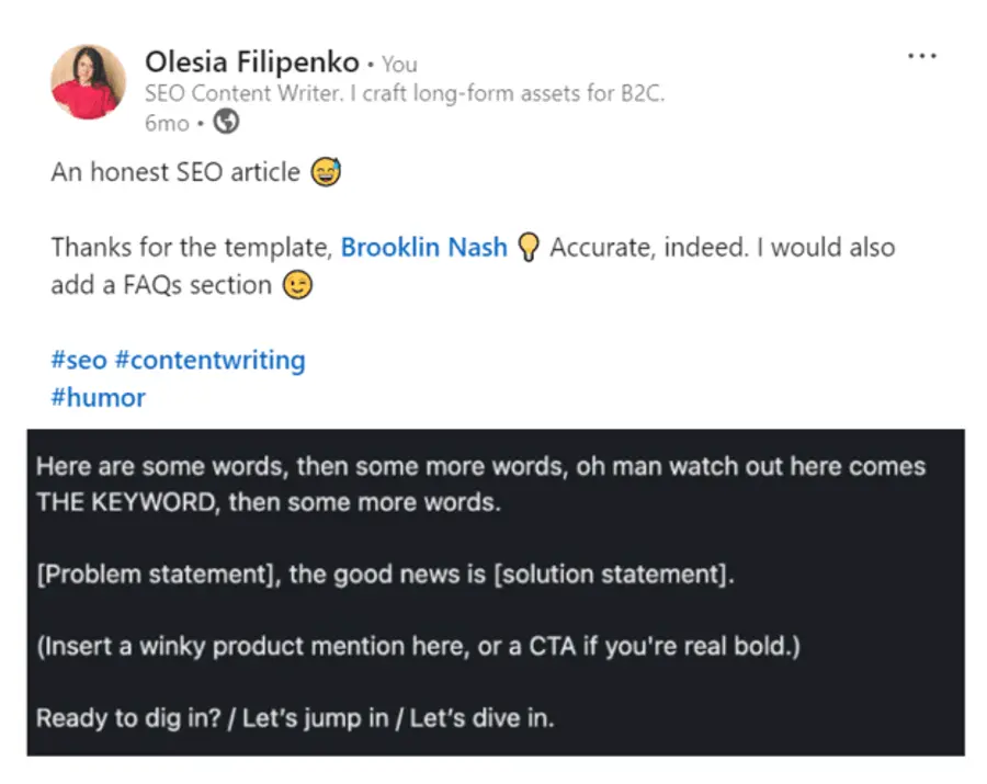 Post with emoji example