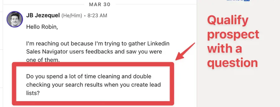 linkedin prospecting message template