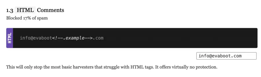spencermortensen example of how to protect your email from being scraped with HTML Comments 