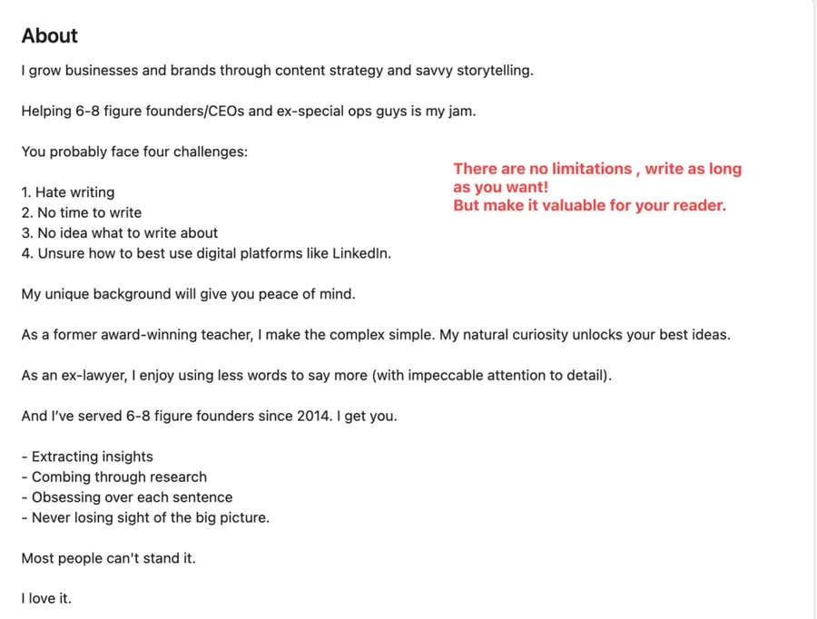 linkedin summary character limit