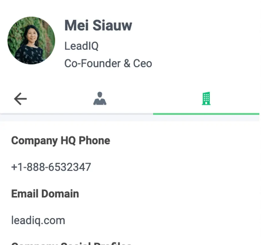 where to find email and phone number on leadiq tool extension