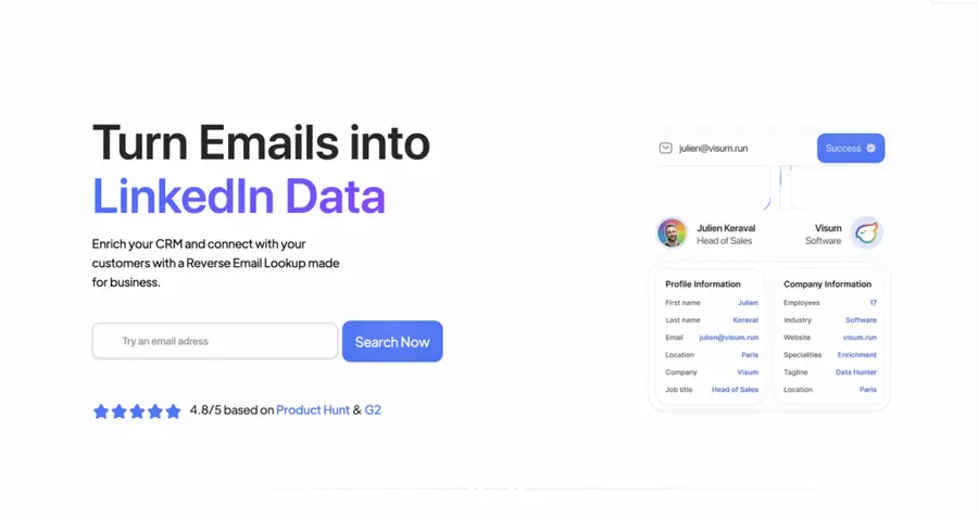 reverse contact to find linkedin from email
