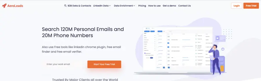 aeroleads email finder tool interface