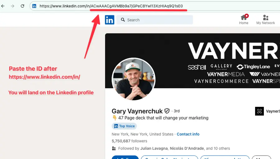 Unique LinkedIn ID URL ( )