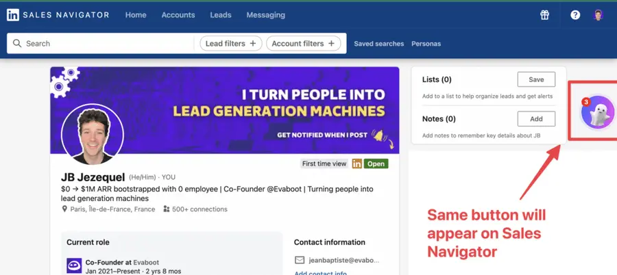 find phone from sales navigator with chrome extension
