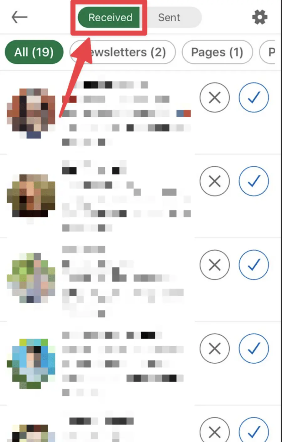 received tab opens by default on linkedin where you see people who have sent you invitations