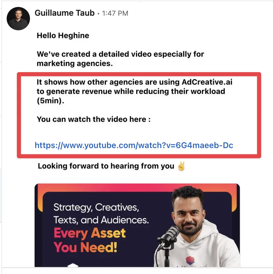 offer value message example linkedin
