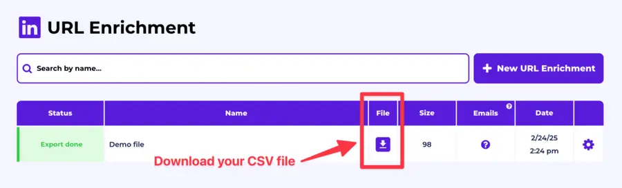 linkedin url enrichment csv file