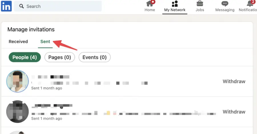 how to find people you've sent invitation on linkedin