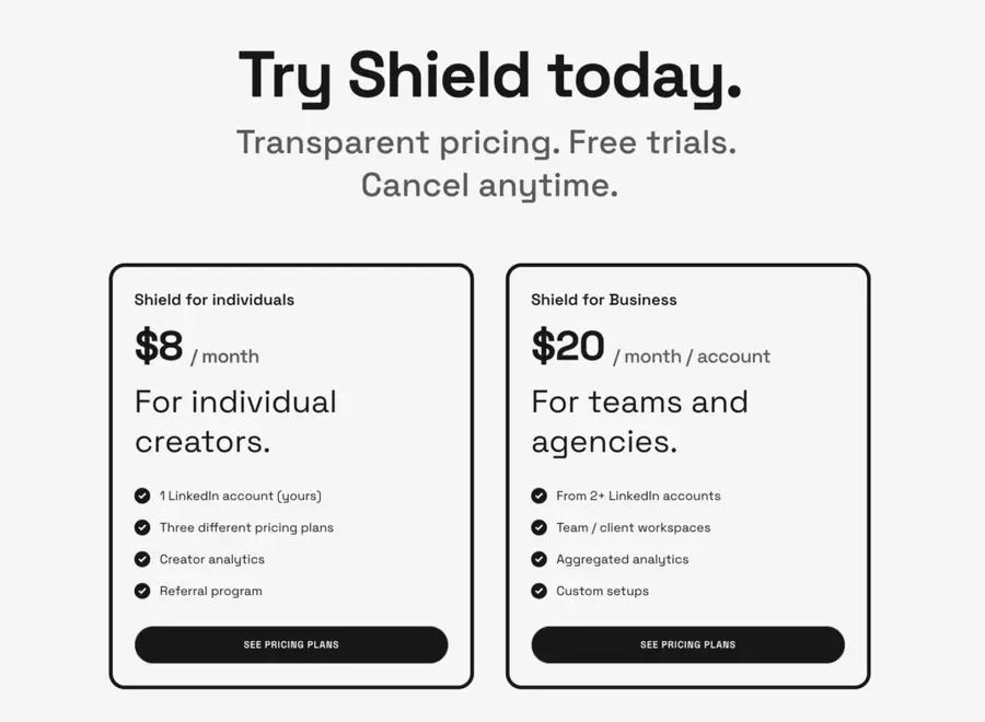 shield pricing