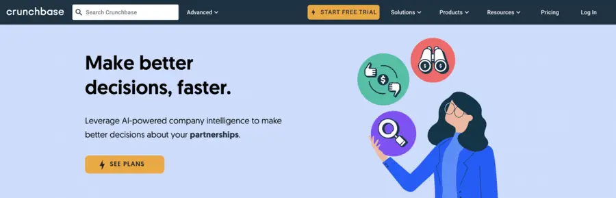 crunchbase prospecting, market research, and competitive analysis platform
