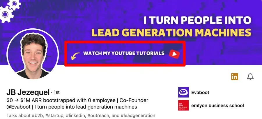 Call to action in banner example