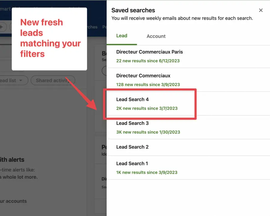 sales navigator saved searches