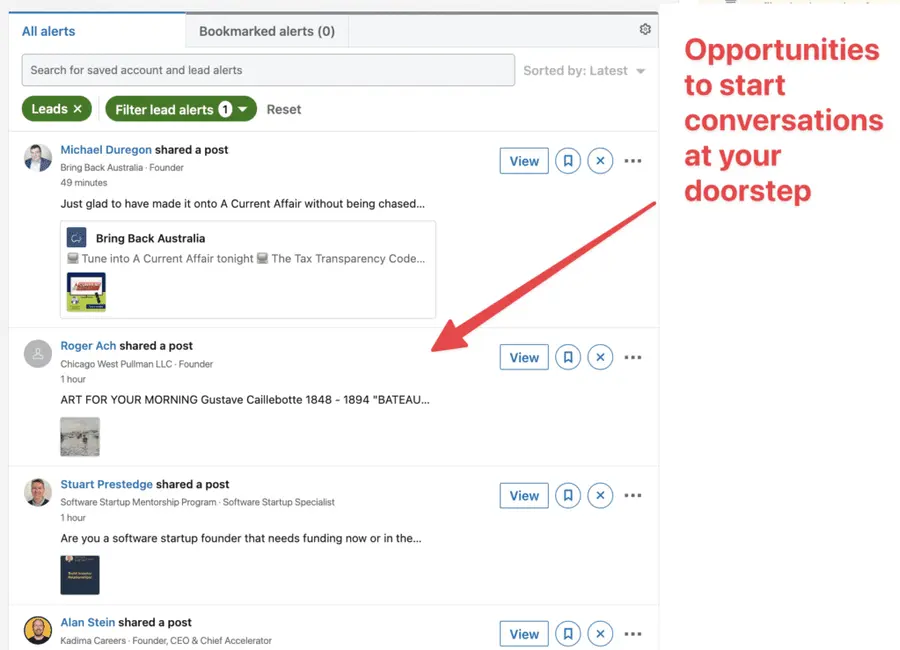 sales navigator alerts opportunities