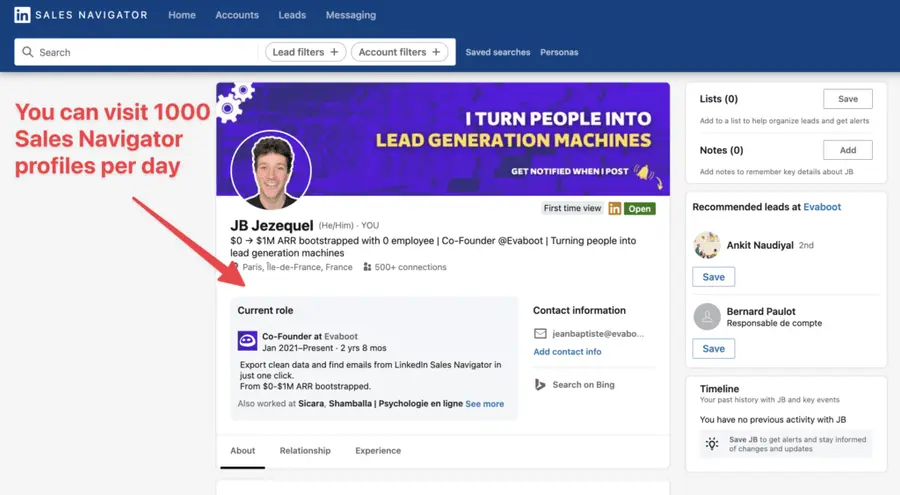 Begrenzung der Besuche des Linkedin Sales Navigators