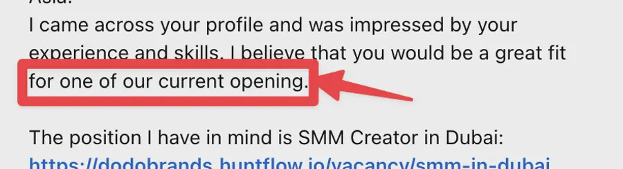 an example of a good recruiting inmail message for a specific role on linkedin 