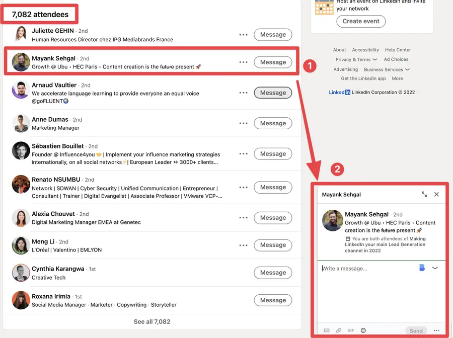 Umgehen Sie das LinkedIn-Limit, indem Sie LinkedIn-Event-Teilnehmern Nachrichten schicken