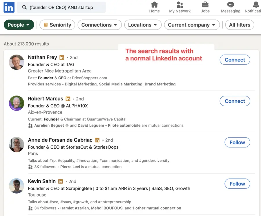 limitations of linkedin free account