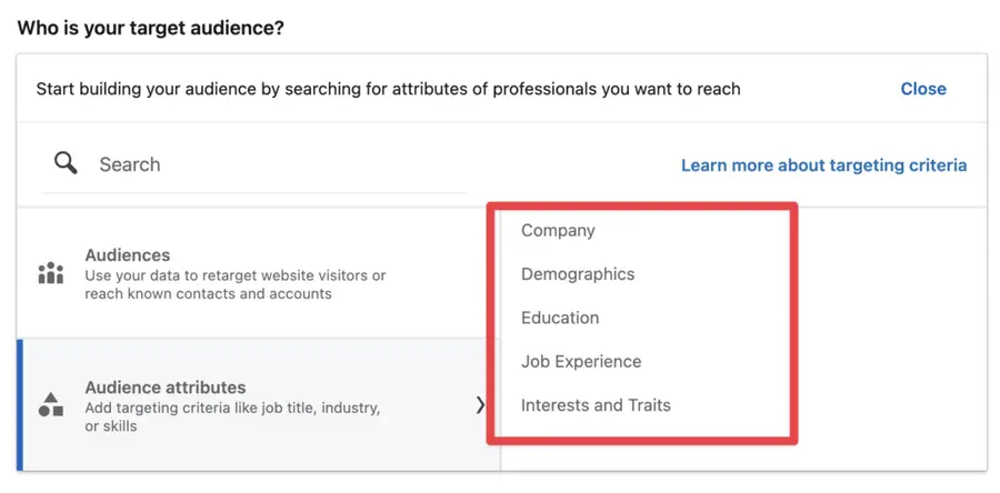 linkedin ads audience attributes