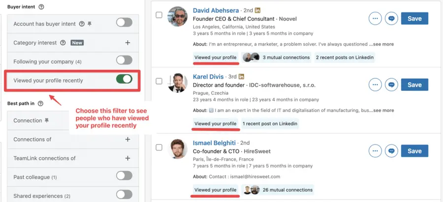 you can reach out to people who have views your profile on sales navigator or on linkedin 