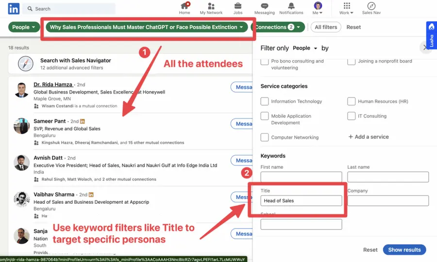 follow up linkedin all attendees