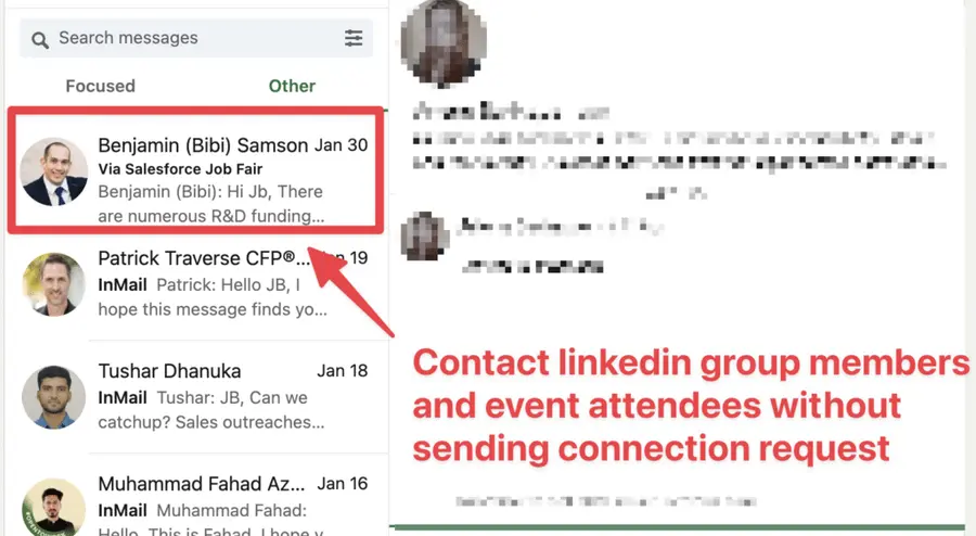 linkedin message request