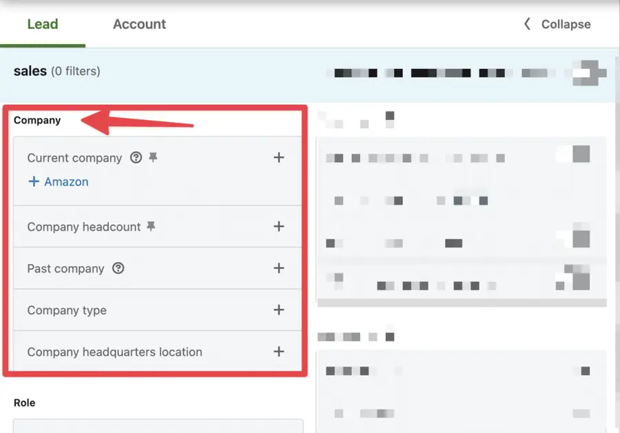 company filters on linkedin sales navigator lead search