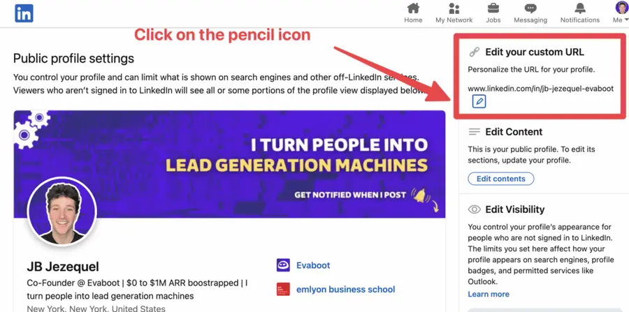 change linkedin url step 4