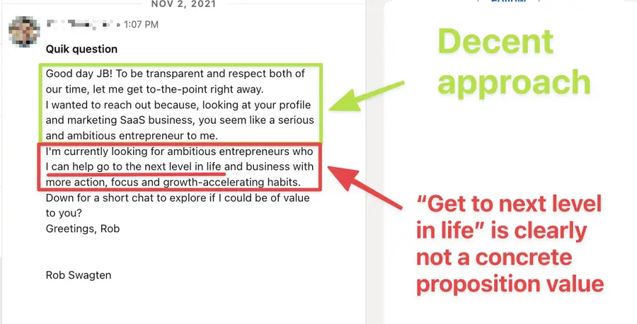 Messaggi di vendita su linkedin