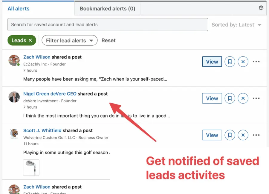 sales navigator alerts feature