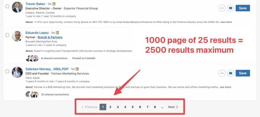 linkedin sales navigator search results limitation