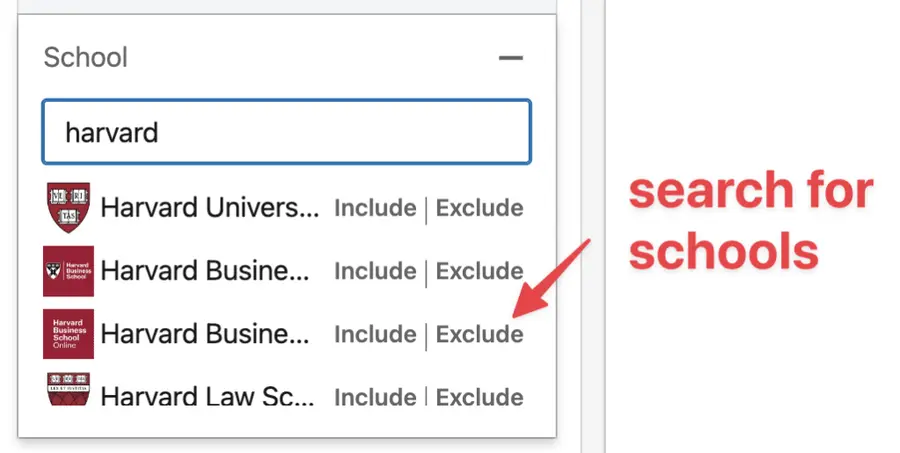 school search filter sales navigator