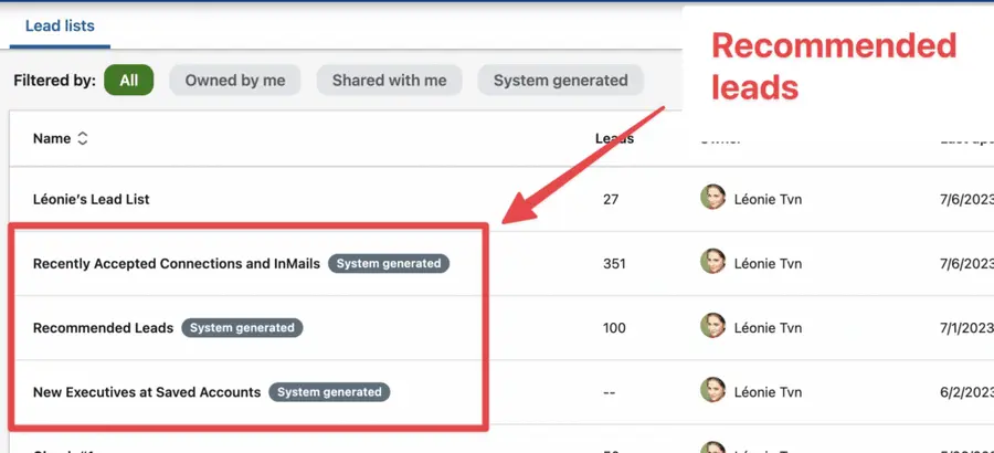 recommended leads feature sales navigator