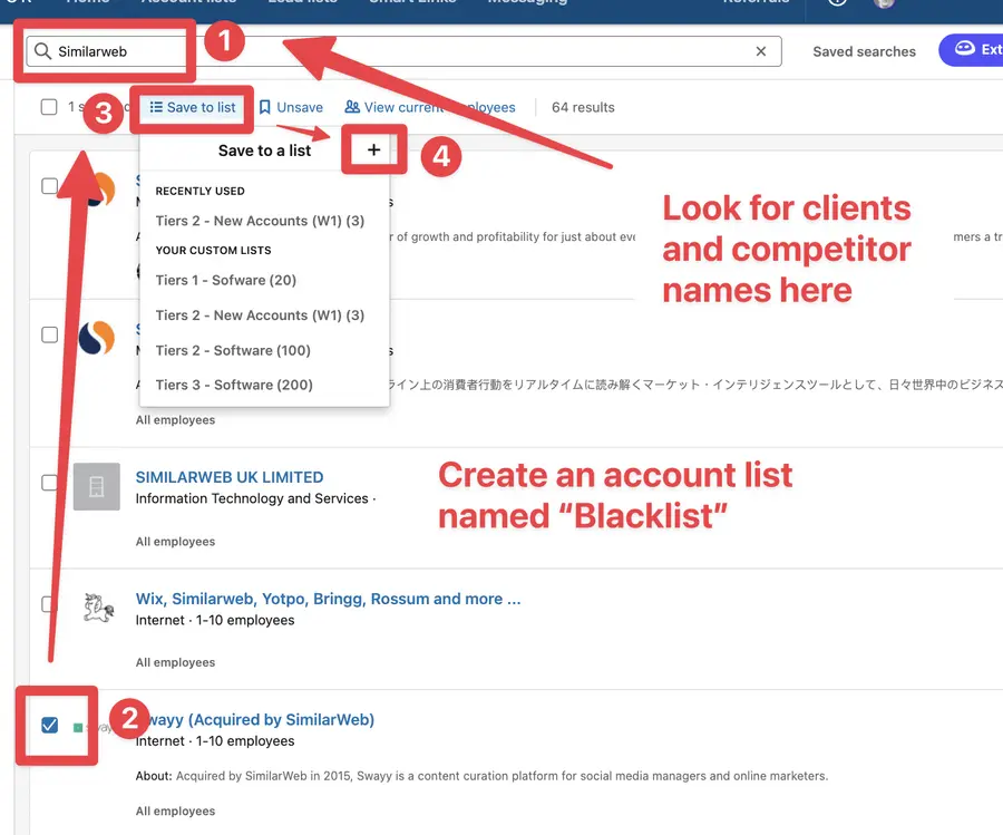 how to exclude competitors from sales navigator searches