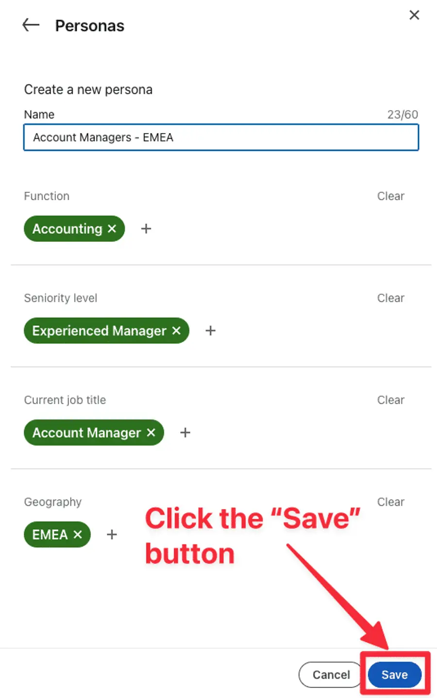save persona sales navigator