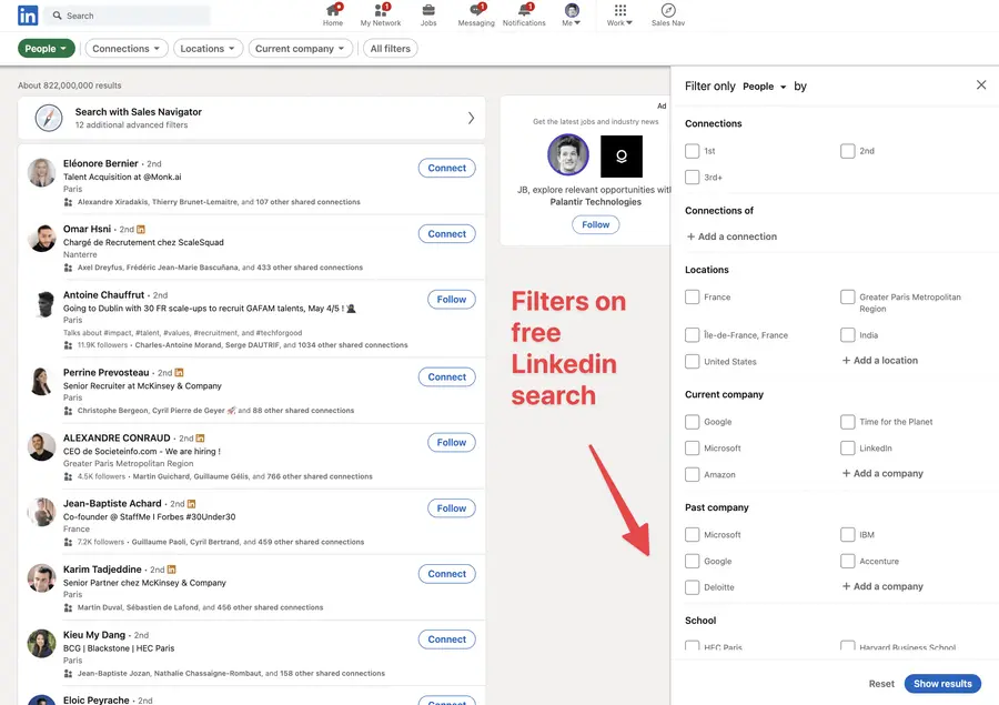 linkedin b2b prospecting with search