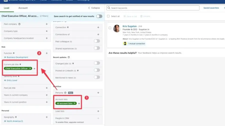 LinkedIn Sales Navigator Advanced Search Filters