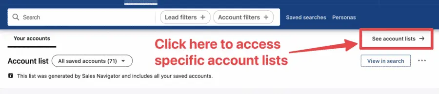 see accounts lists sales navigator