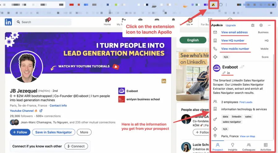 use apollo io for scrapping contact information of your prospects from website or linkedin