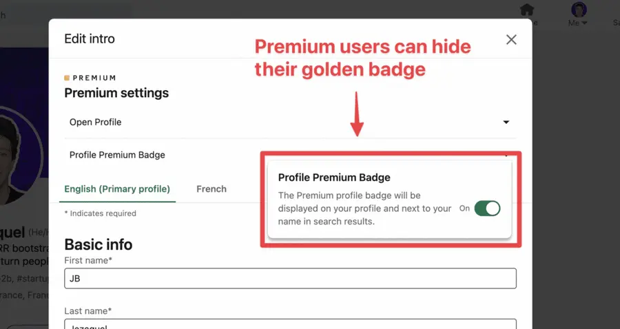hide linkedin premium badge
