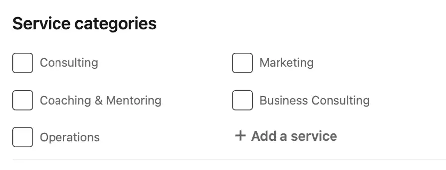 service categorie linkedin filter