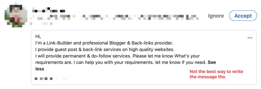 example of a linkedin connection request with a message