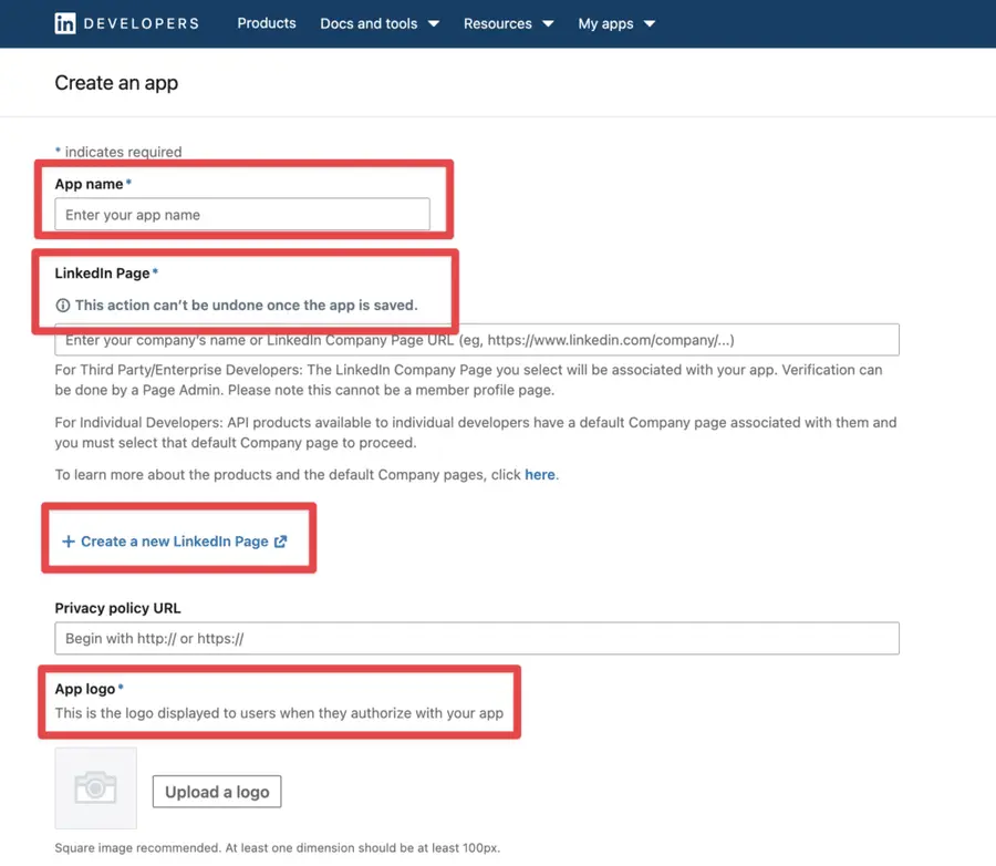 create an app on linkedin developers to get linkedin api