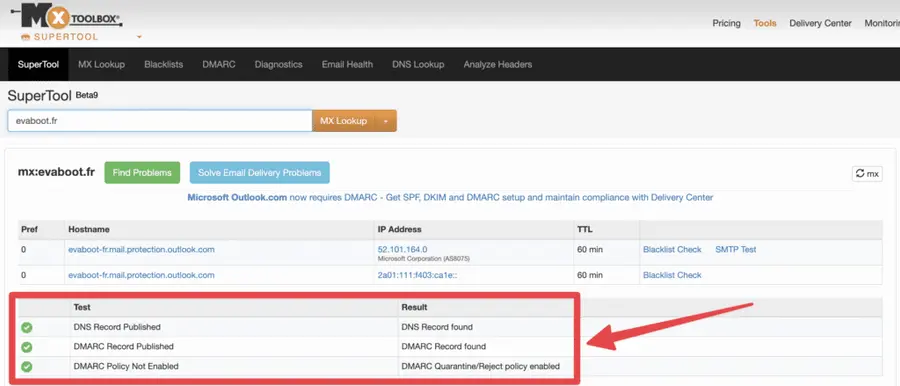 mxtoolbox spf dkim and dmarc checking